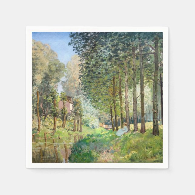 Serviette En Papier Alfred Sisley - Reposez le long du ruisseau (Devant)