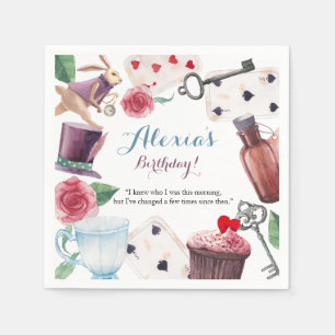 Serviette En Papier Alice au pays des merveilles Aquarelle Peint à la