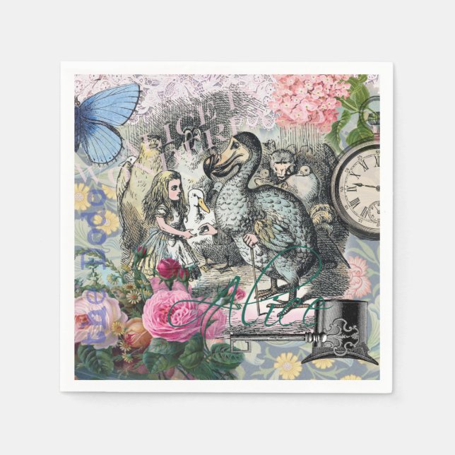 Serviette En Papier Alice au pays des merveilles Dodo Classic (Devant)