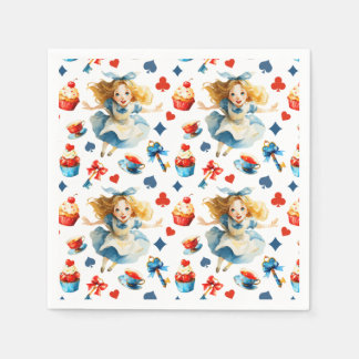 Serviette En Papier Alice au pays des MERVEILLES Motif de fête Anniver