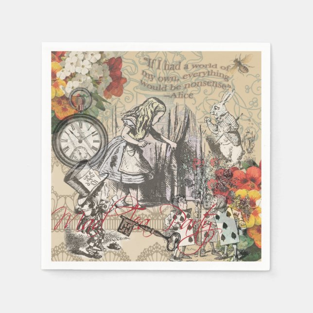 Serviette En Papier Alice au pays des merveilles Rideau Art classique (Devant)