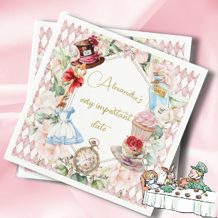 Serviette En Papier Alice Au Pays Des Merveilles Thème Floral Rose Per