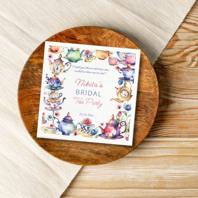 Serviette En Papier Alice aux merveilles Baby Shower Thé Party (Alice in wonderland baby shower tea party tableware personalized napkins elegant watercolor)