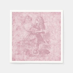 Serviette En Papier Alice avec Flamant rose Alice au pays des merveill