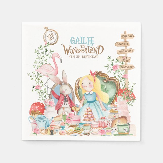 Serviette En Papier Alice Aventures dans Woderland Anniversaire Tea Pa (Devant)