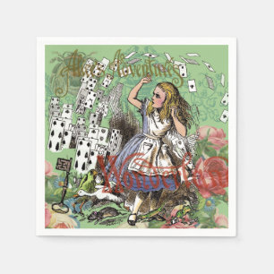 Serviette En Papier alice cartes d'aventure merveilleux chapeau lapin 