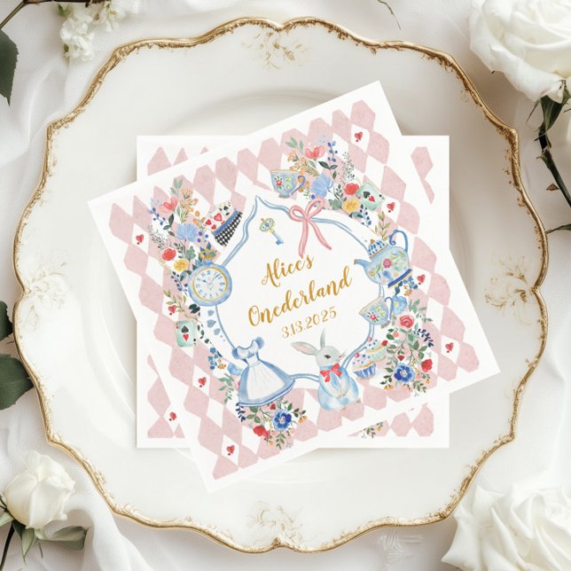 Serviette En Papier Alice dans ONEderland 1er anniversaire Whimsical (Créateur téléchargé)
