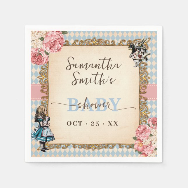 Serviette En Papier Alice in Wonderland Baby Shower Party Decor (Devant)