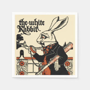 Serviette En Papier Alice Lapin Blanc Classique Wonderland