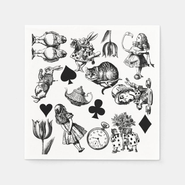 Serviette En Papier Alice White Rabbit Wonderland Classic (Devant)