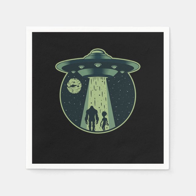 Serviette En Papier Alien Bigfoot Sasquatch OVNI Enlèvement Aliens Cad (Devant)