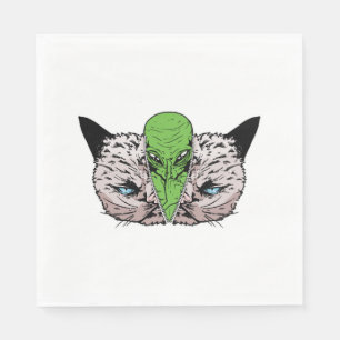 Serviette En Papier Alien Cat Kitten Extraterrestres Conspiration