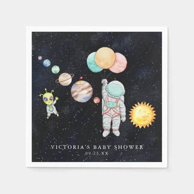 Serviette En Papier Alien de l'astronaute spatiale moderne | BABY SHOW (Devant)