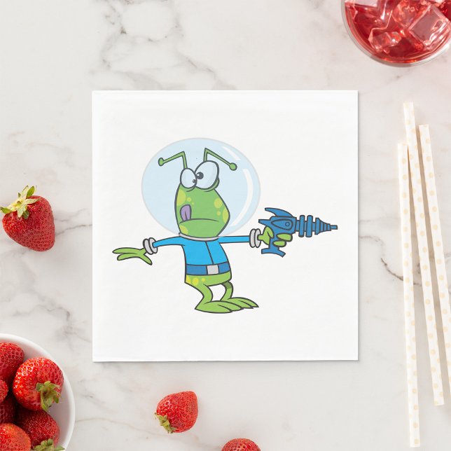 Serviette En Papier Alien drôle avec Ray Gun Sci-Fi Space Invader (Créateur téléchargé)