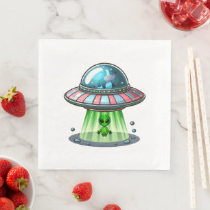 Serviette En Papier Alien enlevant une vache