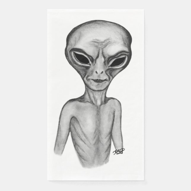 Serviette En Papier Alien gris, je veux croire (Devant)