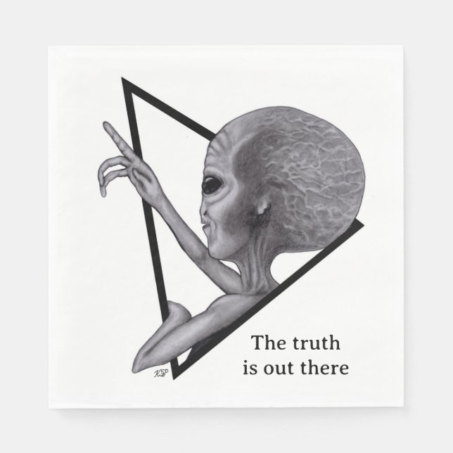 Serviette En Papier Alien gris, la vérité est là (Devant)