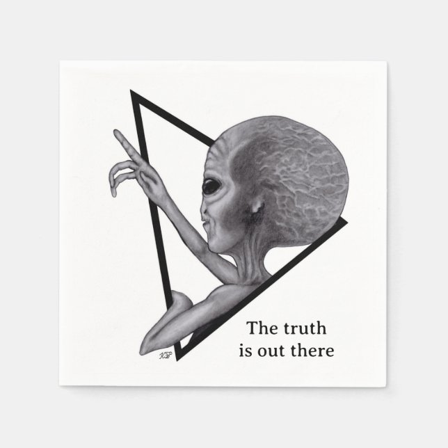 Serviette En Papier Alien gris, la vérité est là (Devant)