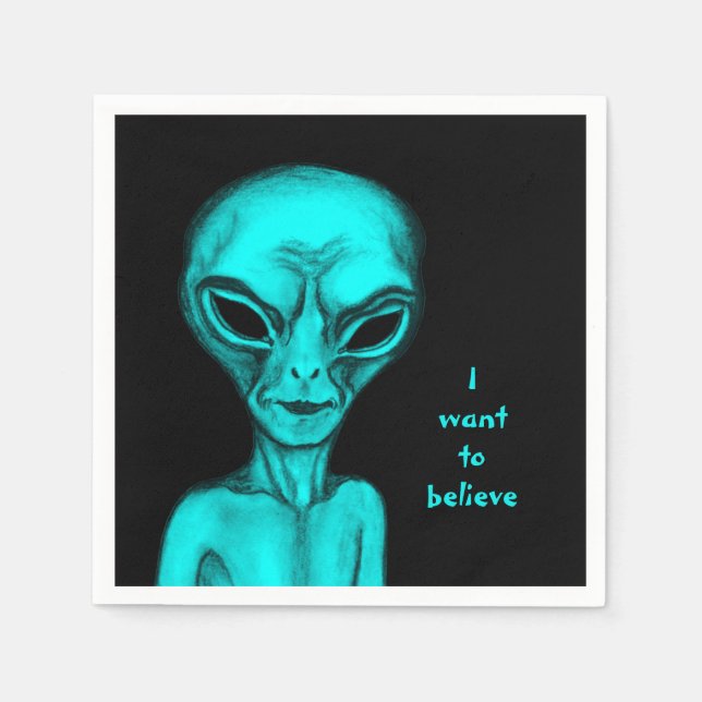 Serviette En Papier Alien, je veux croire (Devant)