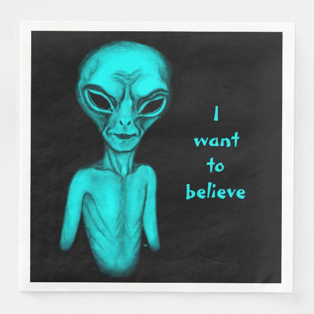 Serviette En Papier Alien, je veux croire (Devant)