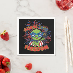 Serviette En Papier Alien Patriotique Feu d'Artifice du 14 Juillet