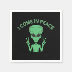 Serviette En Papier Alien vert je viens en paix Extraterrestre OVNI