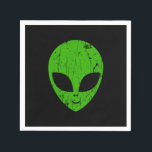 Serviette En Papier alien vert tête pour science-fiction extraterrestr<br><div class="desc">alien tête verte de science-fiction visage sourire extraterrestre grunge</div>