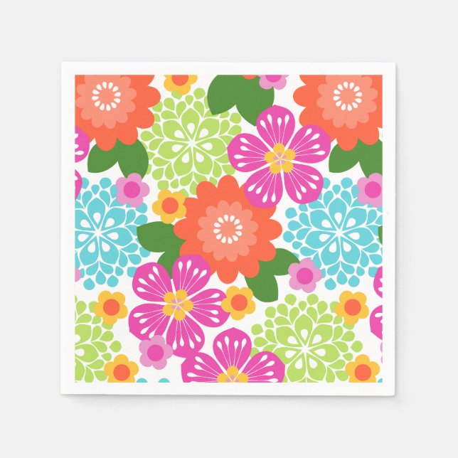 Serviette En Papier Allana Garden Hawaiian Graphical Floral - Brights (Devant)