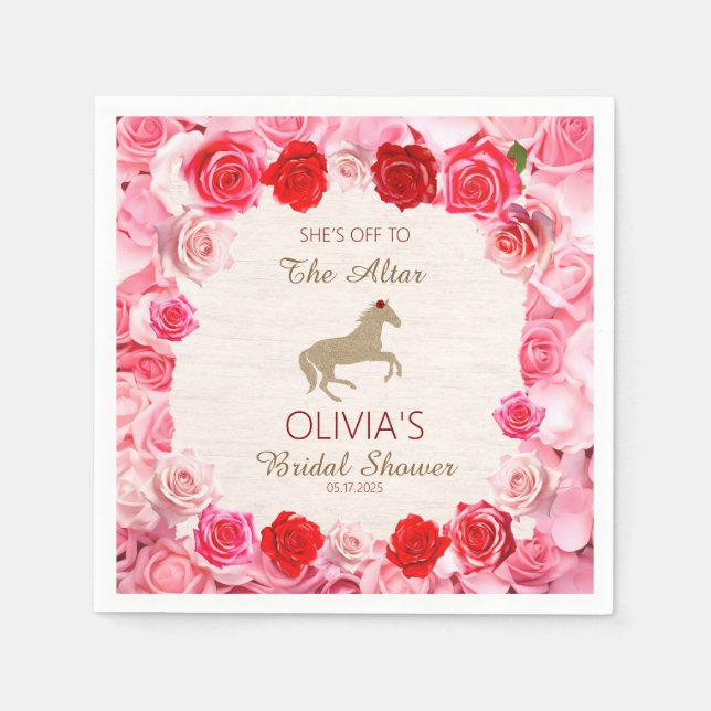 Serviette En Papier Aller à la Fête des mariées des Roses rouges de l' (Devant)