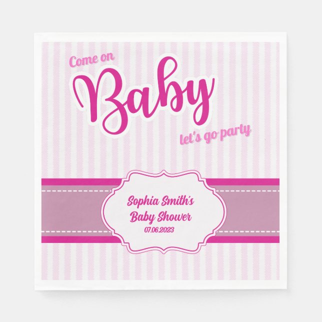 Serviette En Papier Allez Baby Lets Go Party Pink and Black Doll (Devant)