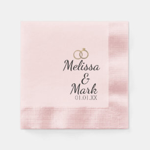 Serviette En Papier Alliance Simple Bague Or Monogramme Rose Minimalis