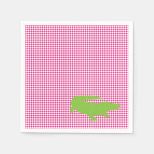 Serviette En Papier Alligator Crocodile rose vert Preppy amusant