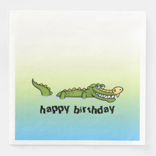 Serviette En Papier Alligator de joyeux anniversaire