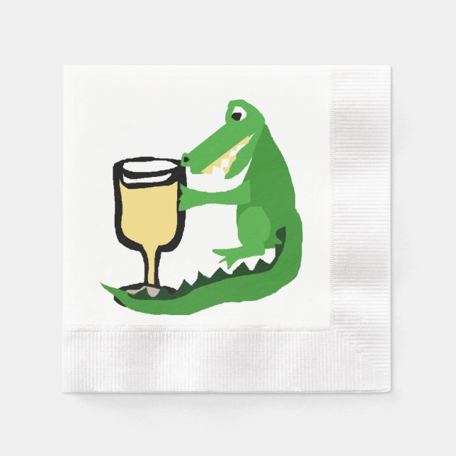 Serviette En Papier Alligator drôle Verre de vin blanc (Devant)
