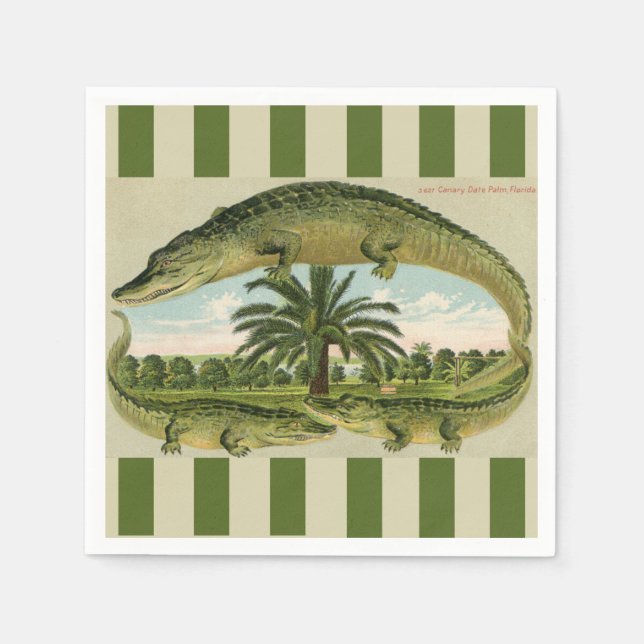 Serviette En Papier Alligator & Palms (Devant)