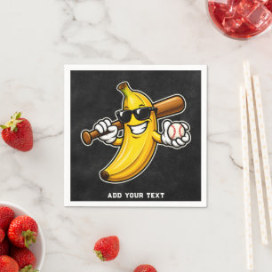 Serviette En Papier Allons Bananes Baseball Rétro Banane Drôle