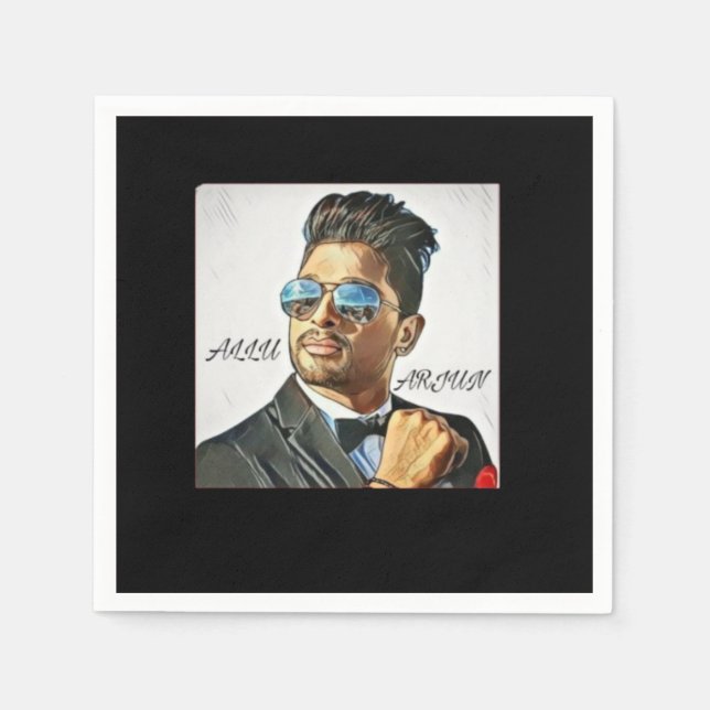 Serviette En Papier Allu Arjun Fan Illustration T-shirt (Devant)