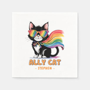 Serviette En Papier Ally Cat - Rainbow Cat LGBTQ Pride