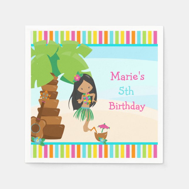 Serviette En Papier Aloha African American Girl Party (Devant)