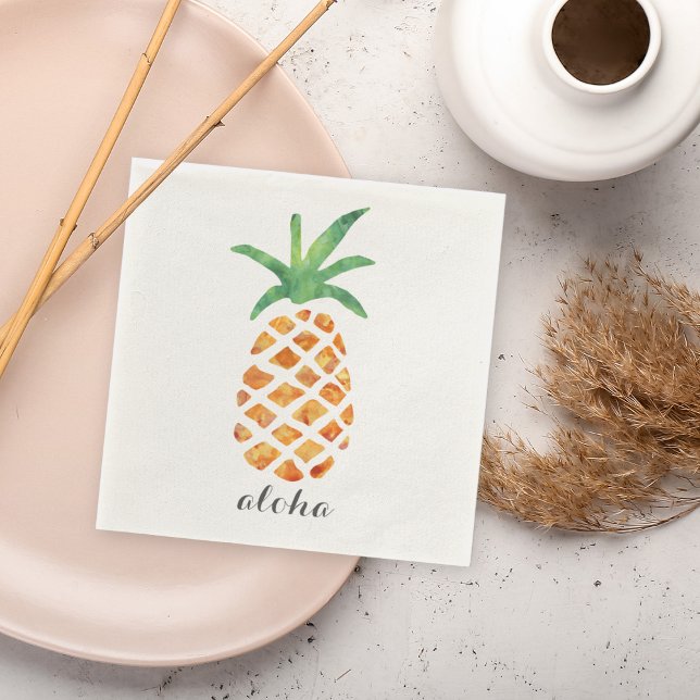 Serviette En Papier Aloha Aquarelle tropicale ananas (Créateur téléchargé)