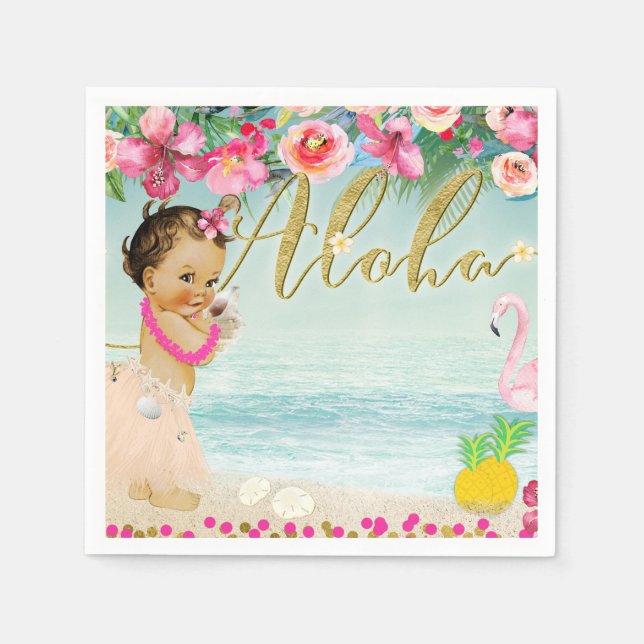 Serviette En Papier Aloha Baby shower Hawaiian Beach Retro Party (Devant)