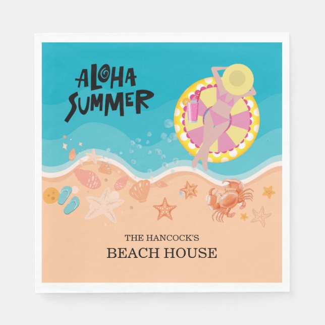 Serviette En Papier Aloha Beach Party (Devant)
