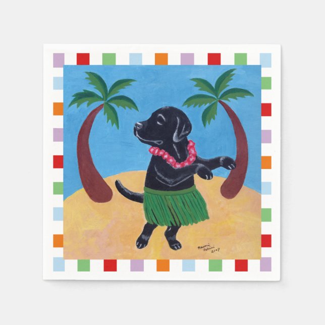 Serviette En Papier Aloha Black Lab Peinture (Devant)
