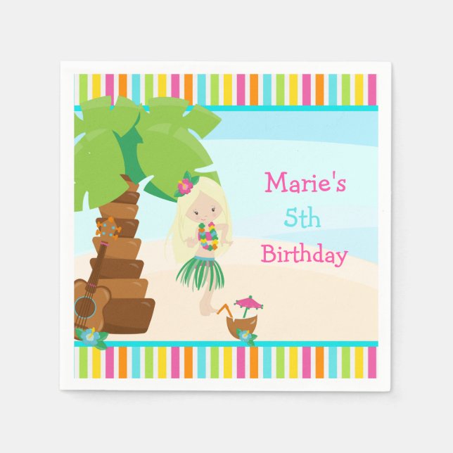 Serviette En Papier Aloha Blonde Hair Girl Party (Devant)
