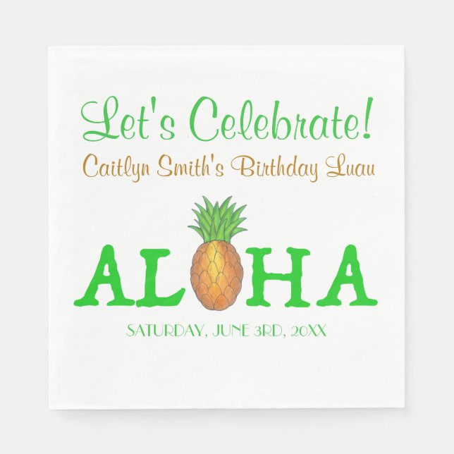 Serviette En Papier ALOHA Bonjour Tropical Hawaii Hawaii ananas Hawaii (Devant)