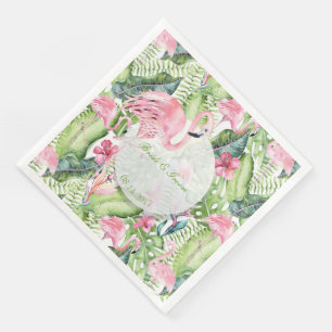 Serviette En Papier Aloha Flamant rose Plage tropicale Mariage