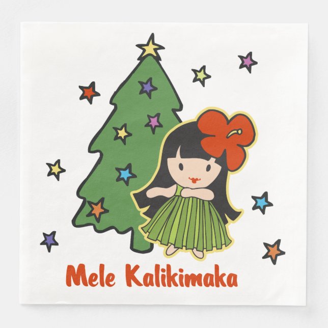 Serviette En Papier Aloha Honeys Noël Hawaiian Hula Girl (Devant)