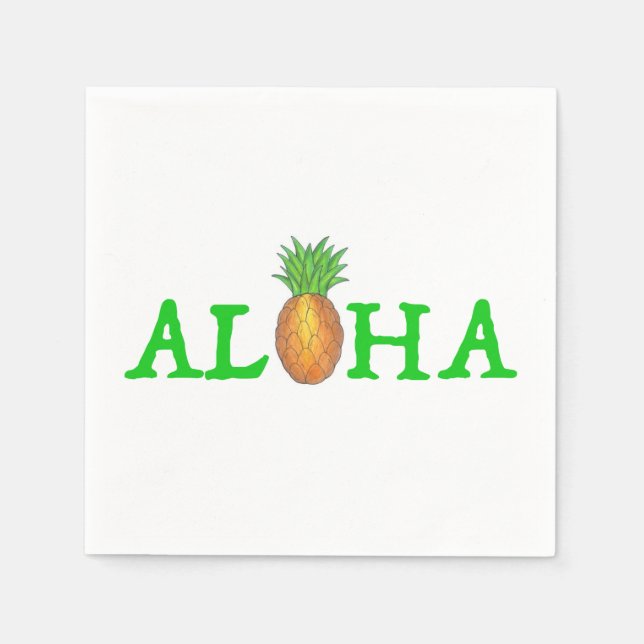 Serviette En Papier ALOHA Île tropicale Hawaïen Luau Ananas (Devant)