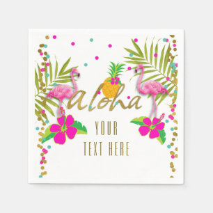 Serviette En Papier Aloha Luau Filles Flamant rose Tropical