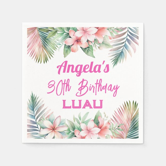 Serviette En Papier Aloha Luau Tropical Adulte Anniversaire (Devant)